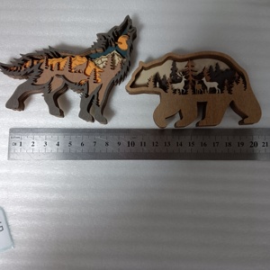 Fabbrica fatta a mano in legno personalizzato ornamento di natale ciondolo animale foresta di montagna città Design magneti personalizzati <span class=keywords><strong>per</strong></span> frigo - Product Image 3