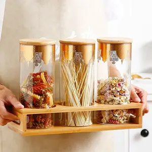 Luxe Keuken Stapelbaar Containers Sets Voor De Keuken Opslag Glas Droge Voedsel Noodle Opslag Potten Set