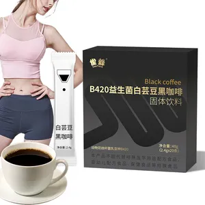 OEM/ODM B420 Probiotic White Kidney Bean Black Coffee Instant Coffee Wholesale Live Bacteria Type Instant Coffee Powder