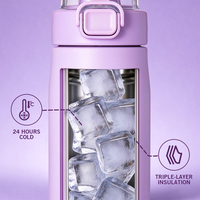 Bouteille d'eau en acier inoxydable Everich New 18oz avec couvercle à poignée, 100% étanche, garde les boissons chaudes pendant 12h et froides pendant 24h pour un usage quotidien