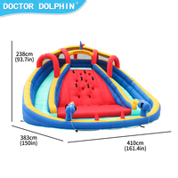 Château gonflable double toboggan pour enfants, idéal pour les fêtes en extérieur, 4 personnes, utilisation domestique, installation facile, tissu Oxford 420D, pompe à air 750W