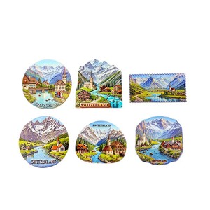 Aimants de réfrigérateur en résine 3D représentant des villages alpins suisses, souvenirs de paysages de montagne suisses pour cadeaux de voyage - Product Image 1