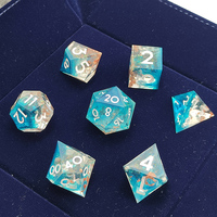 Jeu de dés RPG polyédriques personnalisés D4-D20 numéro blanc tourbillon rose paillettes feuille d'or en plastique sculpté mdn jeu de société carrés