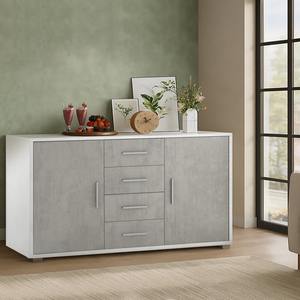 DOUBLE MOD MOBILE 154X41 H 84 CM OXIDE BIANCO E CEMENTO - Product Image 1