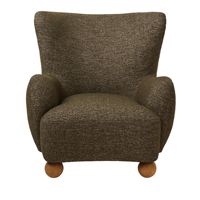 Fauteuil d'appoint contemporain en fourrure sherpa avec dossier haut, fauteuil moderne en tissu bouclé pour salon avec design en bois