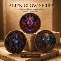 Koin Tembaga Murni 999 1 oz Seri Alien Berwarna Efek Cahaya High-Relief  Dunia Semesta Warna-warni Edisi Kolektor Koin Tembaga