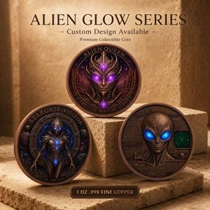 Koin Tembaga Murni 999 1 oz Seri Alien Berwarna Efek Cahaya High-Relief  Dunia Semesta Warna-warni Edisi Kolektor Koin Tembaga - Product Image 5