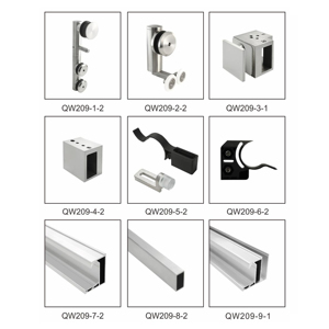 Système de porte de douche coulissante carrée pour salle de bain Boîtier de douche coulissant en <span class=keywords><strong>verre</strong></span> trempé en alliage d'aluminium et d'acier inoxydable - Product Image 3