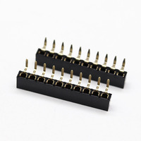 Conector de cabeçote fêmea, equipamento de 2.54mm com posições 1p ~ 40pin, único conector de entrada inferior curvada, conectores de cabeçote fêmea