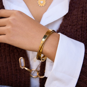 Bracelet géométrique en acier inoxydable, design minimaliste, bijoux unisexes à porter au quotidien - Product Image 2