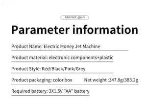Pistola de Dinero Electrónica de Juguete ABS, Lanzador de Billetes para Fiestas y Eventos, con 100 Billetes por Pieza, Unisex - Product Image 5