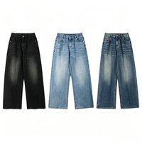 Jeans vintage pour hommes : Pantalons amples et décontractés à jambe droite / Pantalons à jambes larges, Vêtements décontractés, Prix de gros réduit