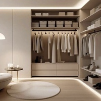 Armoire sur mesure avec tiroirs, comptoir en verre et tiroirs en bois massif de style français avec éclairage LED, meuble îlot