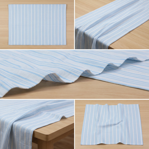 Chemises en tissu de coton Khadi 100% biologique, tissées à la main, rayures bleu clair, légères, respirantes, 60 GSM, séchage rapide, écologiques - Product Image 3