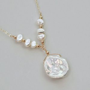 Elegant Vintage ไข่มุกน้ําจืดธรรมชาติ Baroque จี้สร้อยคอเครื่องประดับงานแต่งงาน - Product Image 1