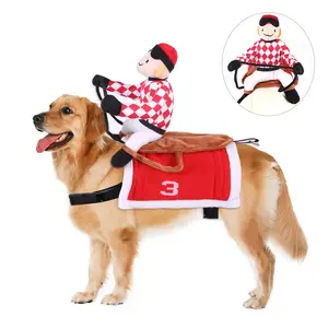 Komik köpek ceket kostüm binici yumuşak rahat tutmak sıcak kış kostüm Pet ceket köpek giysileri koşum