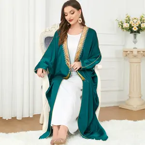 Fabrika özelleştirilmiş 2023 sonbahar yeni Abaya Eid müslüman Maxi uzun elbise kadınlar için Dubai Abaya dayanıklı yetişkinler arapça Abaya destek