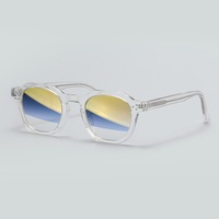 QSKY YSM8030 Lunettes de soleil de luxe 2026 personnalisées rondes à monture complète en acétate, style vintage unisexe, couleur or, verres PC, protection UV400, effet miroir