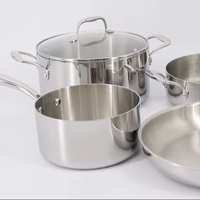 Ensemble d'ustensiles de cuisson en acier inoxydable SUS304 sain et non revêtu, casseroles et poêles empilables avec poignée amovible, vente en gros fabricant