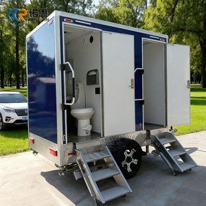 Remorque de toilettes portables avec lavabo, miroir et éclairage, toilettes mobiles, toilettes portables, remorque de toilettes portables à deux pièces - Product Image 2