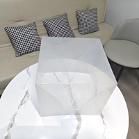 Boîte à gâteau carrée transparente en PET, base blanche, haute, en plastique transparent, emballage pour gâteaux, vente en gros d'usine