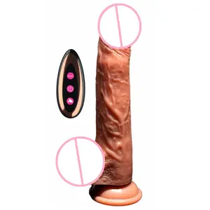 Realistic Dildo Wireless Vibrator Telescopic Liquid Silicone Heating Realistic Super Huge Penis G Spot Sex Toy