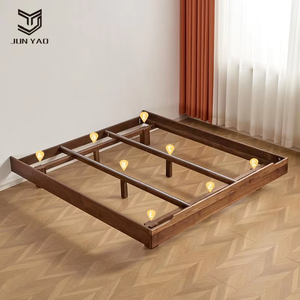 <span class=keywords><strong>Lit</strong></span> Double nordique moderne de 1.8m tout <span class=keywords><strong>en</strong></span> bois massif Internet célébrité flottant Style Tatami <span class=keywords><strong>lit</strong></span> doux finition noyer noir sans tête de <span class=keywords><strong>lit</strong></span> - Product Image 5