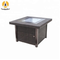 Foyer d'extérieur à gaz, brûleur à gaz, trésors de jardin, table basse avec pierres