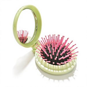 Peigne à cheveux rond pour enfants <span class=keywords><strong>et</strong></span> femmes, miroir portable pliable pour retouches <span class=keywords><strong>de</strong></span> <span class=keywords><strong>maquillage</strong></span>, houppette à coussin d'air, vente en gros disponible - Product Image 3