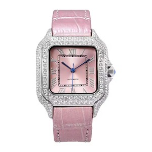 Montre carrée de luxe pour femme GEZFEEL, en moissanite, verre saphir, chiffres romains, étanche 5 bars, affichage analogique - Product Image 2