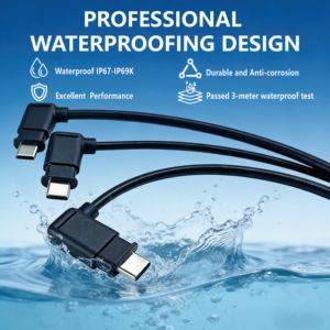 1.8M IP68 방수 타입-C 암 커넥터 - 듀얼 USB-C 수 커넥터 100W PD 3.0 E-Marker Y-케이블 (드론/고프로/컴팩트 스캐너/카메라/컴퓨터용) - Product Image 5