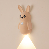 Lampe murale sans fil à détecteur de mouvement en forme de lapin de dessin animé, magnétique, rechargeable par USB, lampe de chevet LED pour enfants