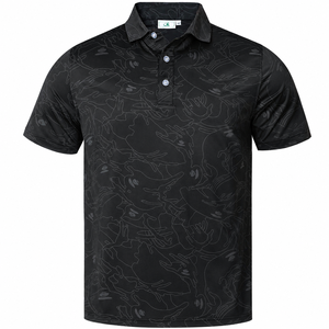 Men's <b>Black</b> Golf <b>Polo</b> Shirt Short Sleeve Camo Print Quick Dry Breathable Stretch Sportswear Outdoor Casual Golf Wear Ready - Product Image 1