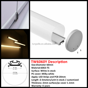 TW <span class=keywords><strong>60MM</strong></span> Diamètre LED Aluminium Profil Canal Pendentif Linéaire Lumières <span class=keywords><strong>Tube</strong></span> avec Aluminium Blanc Couleur - Product Image 3