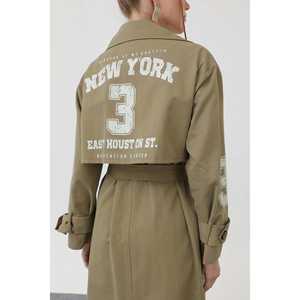 Gabardina Estampada para Mujer, Color Azul Marino, Manga Larga, Otoño, Informal, Tejida, Corte Cómodo - Product Image 4