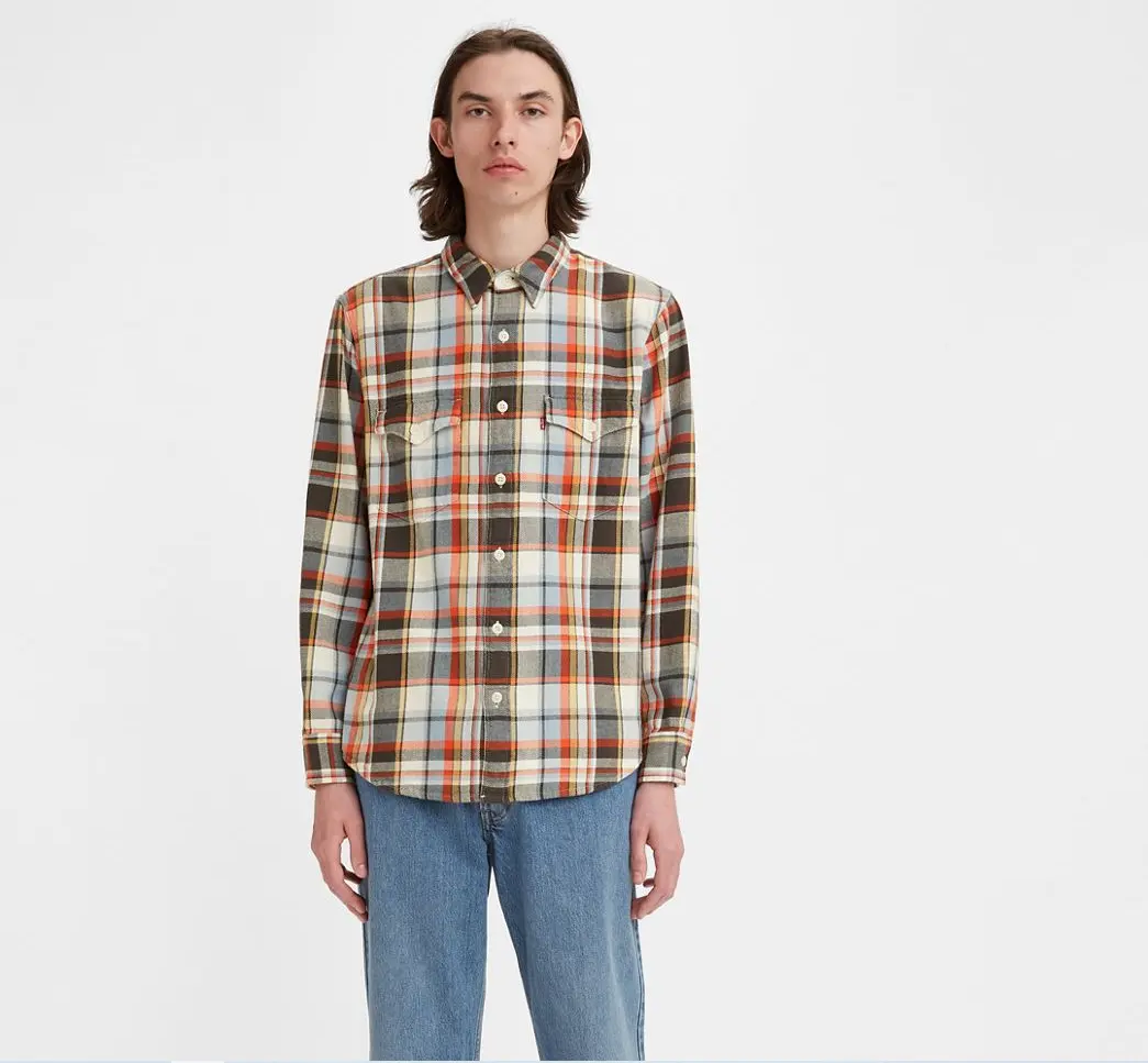 2022 New Fashion Custom Multi Color Long Sleeve Men Button Down Flannel Shirt