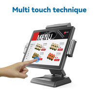 Sistema POS de Pantalla Táctil Todo en Uno de 15 Pulgadas con Windows 10/11, Pantalla Dual, para Supermercados, Restaurantes y Comercios Minoristas