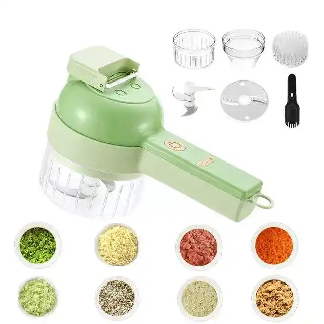 Mini hachoir à légumes électrique 4 en 1, coupeur de légumes électrique manuel, hachoir à légumes électrique Portable USB