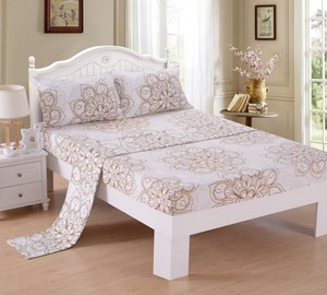 Juego de cama de algodón con estampado de flores, Sábana bajera cómoda de tamaño king, funda de almohada, venta al por mayor - Product Image 2