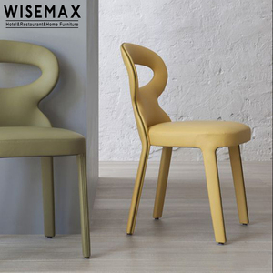 WISEMAX – meuble de salle à manger moderne, <span class=keywords><strong>chaise</strong></span> <span class=keywords><strong>en</strong></span> <span class=keywords><strong>cuir</strong></span> gris, dossier rond, cadre <span class=keywords><strong>en</strong></span> bois massif, <span class=keywords><strong>chaise</strong></span> de salle à manger pour la maison - Product Image 2