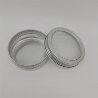 Pot rond en aluminium argenté de 60 ml avec couvercle à vis et fenêtre transparente, boîte de conserve pour bougie de 2 oz avec couvercle en plastique