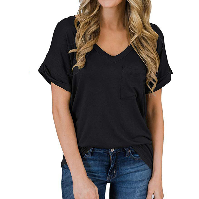Camisas Holgadas De Manga 34 En V Casual Para Mujer Camisas Holgadas De Manga 34 En V Casual Para Mujer
