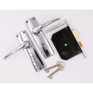 Ensemble de serrures à mortaise en aluminium 5Lever pour portes d'entrée principales, serrure à pêne dormant haute sécurité avec poignée, ensemble de serrures de porte chromées - Product Image 6