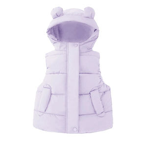 Si mignon bébé garçons filles à capuche vers le bas gilet hiver léger <span class=keywords><strong>sans</strong></span> manches oreilles d'ours fermeture éclair veste - Product Image 5