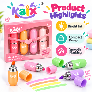 KAIX Ensemble de <span class=keywords><strong>mini</strong></span> marqueurs surligneurs en forme de rouge à lèvres, <span class=keywords><strong>4</strong></span> <span class=keywords><strong>couleurs</strong></span> pastel, <span class=keywords><strong>stylo</strong></span> 2-en-1 et surligneur pour agenda et journal - Product Image 1