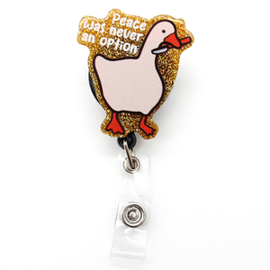 Carretes de insignia divertidos Retráctil Silly Goose Cow Turtle Badge Holder para enfermera Enfermería Nombre Etiqueta Tarjeta Accesorios Glitter Badge Reel - Product Image 6