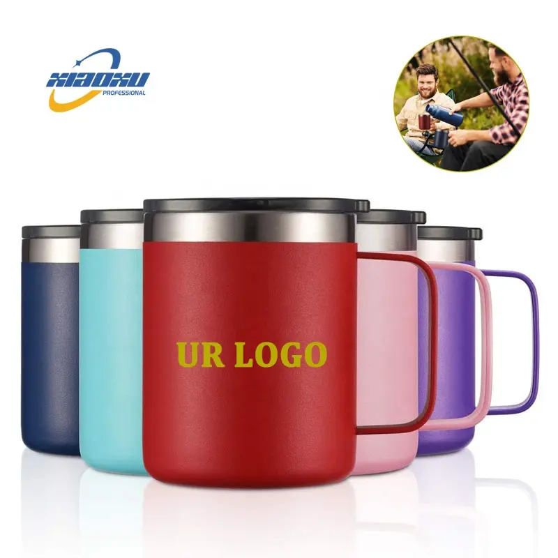 Custom Logo Leak Proof 12oz 14oz 16 oz 24oz Metal Thermo Travel Coffee With Handle Stainless Steel Mug