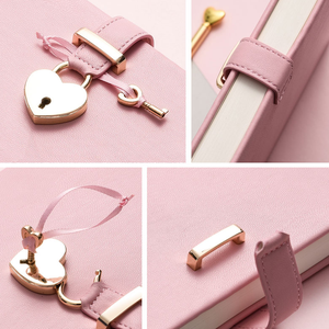 Agenda de cuero PU grueso con cerradura de llave en forma de corazón para niña y mujer, conjunto de regalo con bolígrafo, 2023 - Product Image 3