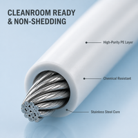 Câble en acier inoxydable recouvert de PE SOLITE pour la manutention de matériaux en salle blanche et les équipements de précision