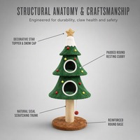 Arbre à chat multi-niveaux style Noël, structure d'escalade en peluche et sisal, griffoir, niche douillette pour chats d'intérieur